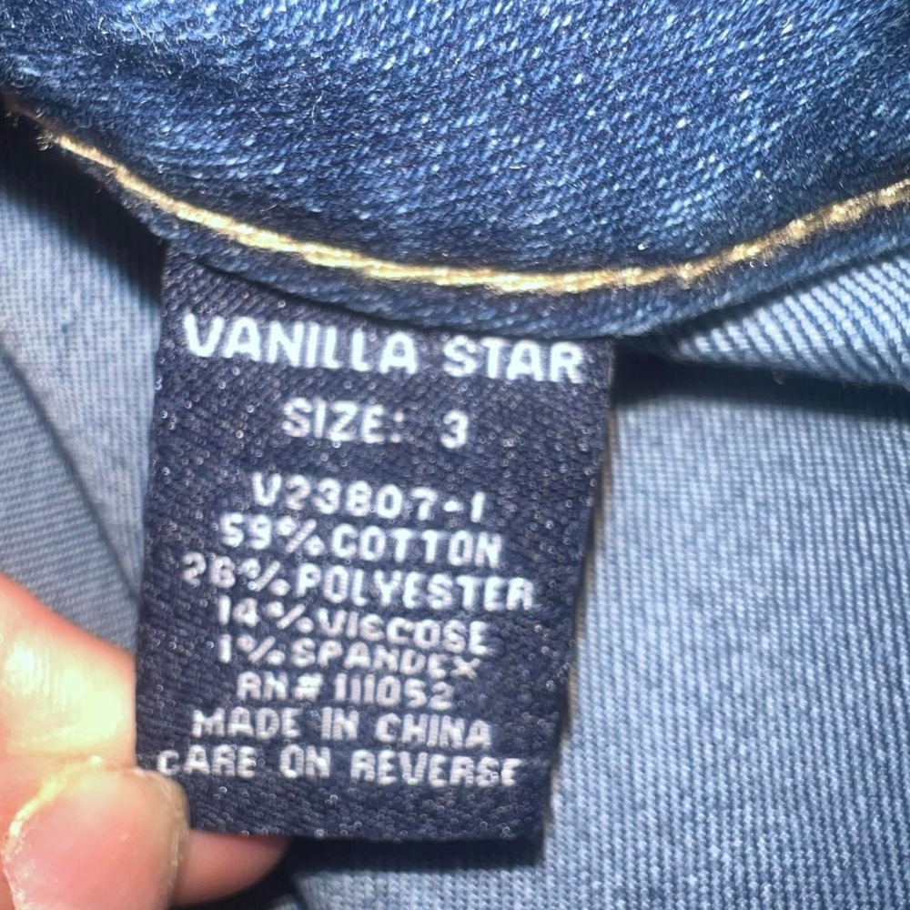 Vanilla Star Y2K Flare Jeans Juniors Size 3 Dark Blue Denim Bell Bottom - Picture 5 of 6